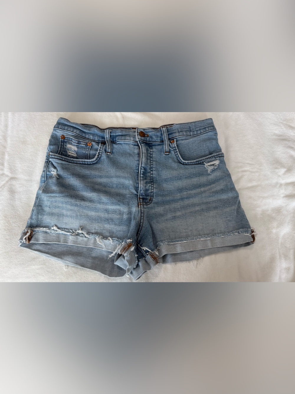 Madewell Light Blue Distressed Denim Cutoff Shorts